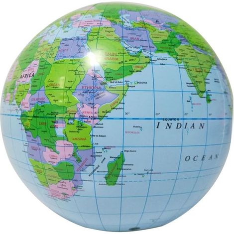 Aufblasbarer Globus-Ballon – Erdkarte – Durchmesser 30 cm – Material: PVC – Wasserspielzeug – 1 Stück (1/5)
