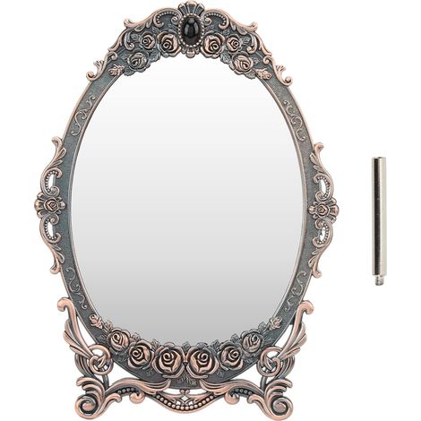 Miroir de Maquillage de Bureau Rétro, Coiffeuse Vintage, Ornement Ovale, Bords Cadeaux, Décoration, Miroir Cosmétique, Miroir de beauté en Alliage de Zinc, Miroir de beauté (1/5)