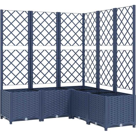 Jardinera con enrejado PP azul gris 120x120x136 cm vidaXL