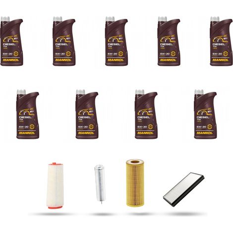 Kit tagliando 4 FILTRI e 9L OLIO compatibile con Bmw serie 5 (E60/E61) 530d 173kw dal 2007 al 2010 (1/5)