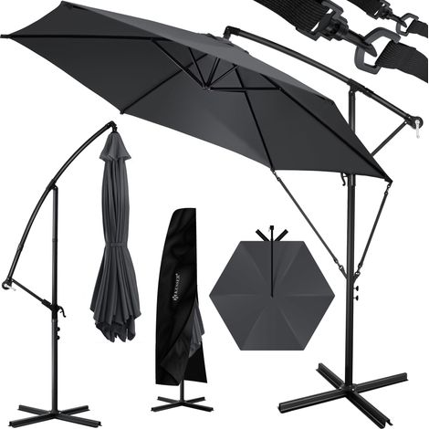 KESSER® Alu Ampelschirm Sonnenschirm + Abdeckung Ø300 cm / Ø350 cm mit Kurbelvorrichtung Kurbelschirm mit Ständer UV-Schutz Aluminium Wasserabweisende Bespannung - Schirm Gartenschirm Marktschirm, 300 (1/5)