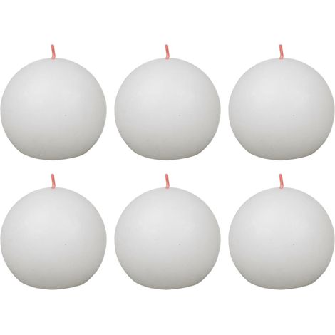 Bougies boule rustiques Shine 6 pcs 76x71 mm Blanc nuageux Bolsius (1/3)