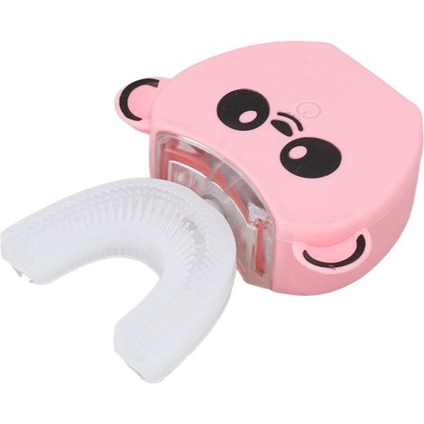 Elektrische Kinderzahnbürste, Silikon, U-förmig, wiederaufladbar, 360°-Kaltzahnaufhellung, Mundhygiene, smarte pinke Zahnbürste (mit internem Akku, EG/FCC-zertifiziert) (1/5)