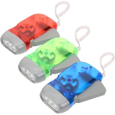 Lampe torche à manivelle - Lampe torche LED sans piles - Design compact et mécanisme à remontage manuel pour un éclairage instantané - Lot de 3 - Idéale pour le camping, le travail, les réparations, l (1/5)