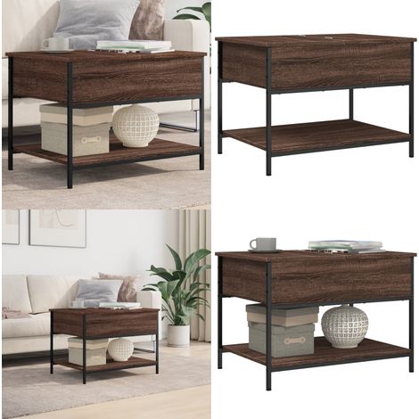 Table basse chêne marron 70x50x50 cm bois d'ingénierie et métal - Table Basse - Meuble Salon - Table D'appoint - Table Design - Mobilier Moderne - Home & Living (1/5)