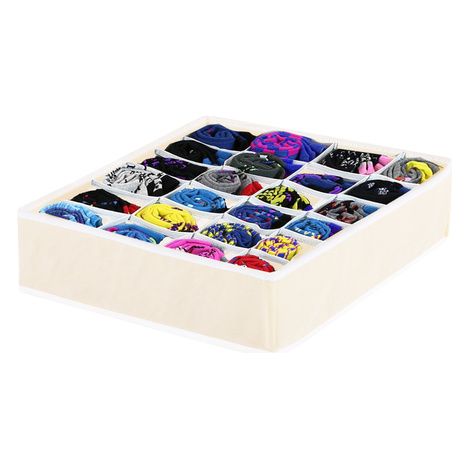 Organizzatore per cassetto intimo con 24 scomparti color beige