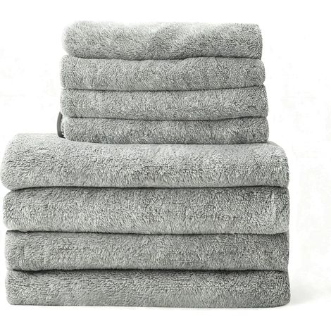 JF HOME BLISS 8 Piece Cotton Towels Quick Dry Highly Absorbent 4 Bath Towels and 4 Hand Towels (Grey) (1/5)