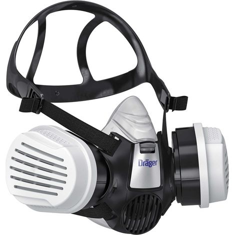 Dräger X-plore 3300 Masque de protection respiratoire adapté aux peintures solvants, époxy résine, poussières Demi-Masque peinture avec 2 cartouches A2 P3, Taille M