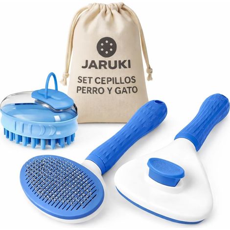 Kit brosse anti-poils d'animaux et brosse de toilette, convient pour chiens et chats, brosse pour chiens, brosse pour chats, brosse pour animaux de compagnie, sac de rangement inclus (1/5)