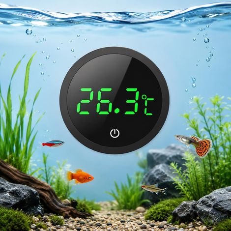 Mini thermomètre numérique pour aquarium avec affichage tactile LED, capteur de température haute précision avec capteur de température adhésif pour reptiles d'eau douce d'eau de mer (1/5)