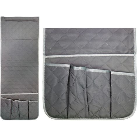 Sac de rangement pour accoudoir de canapé, coloris gris, organiseur pratique pour salon (1/5)