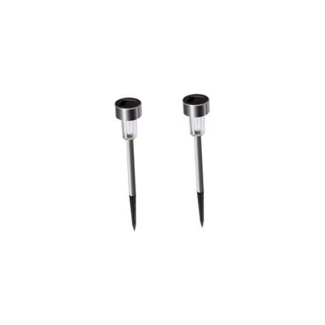 Juego de 2 luces solares LED tubulares de acero inoxidable para caminos de jardín, iluminación exterior para césped - Crezuo