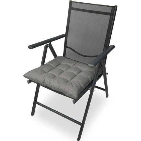 Lot de 4 coussins de chaise avec attaches, 45 x 45 cm, épaisseur 8 cm. Coussins de chaise confortables pour la maison et le jardin, pour l'intérieur et l'extérieur, coussins décoratifs gris. (1/5)