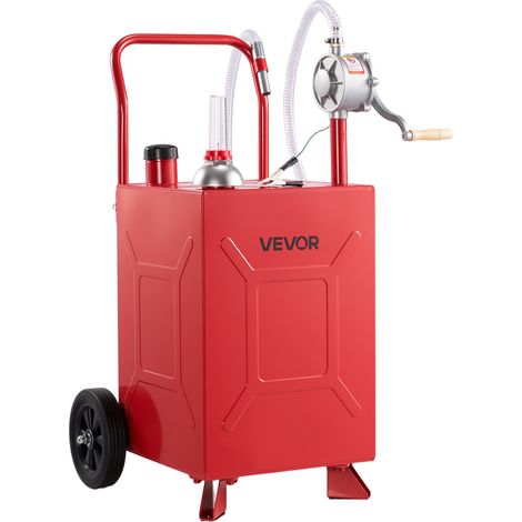 Chariot Carburant 75,7 L Réservoir à Carburant Mobile Pompe Manuelle, Réservoir en Acier au Carbone, avec 2 Roues et Tuyau, pour Essence et Diesel, Voiture, Tondeuse, Quad, Bateau, Moto, Rouge (1/5)