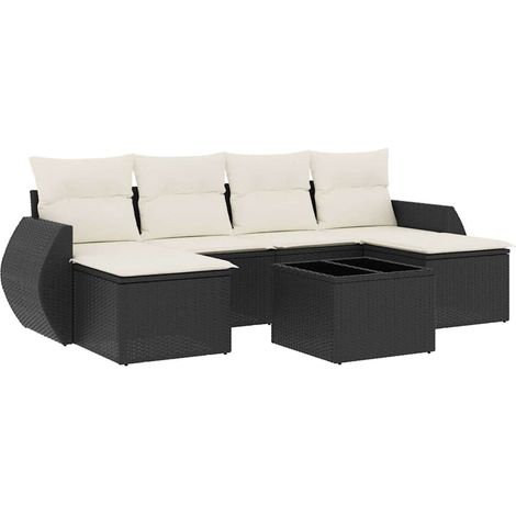 Maison Exclusive - Set de comedor de jardín 7 pzas y cojines ratá (1/3)