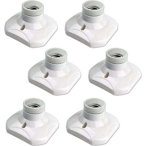 Douille Plafond E27 à Visser, Douille E27 Garage, AC 220-240V, Support Douille pour Ampoule LED, Base Plafonnier Culot E27, Base de Lampe Plastique Blanche pour Lampe au Mur, lot de 6 (1/4)