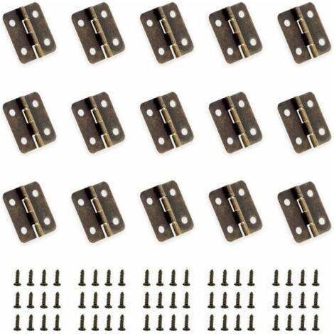BUNTHAUS YUEQIN 50 Pièces Bronze Antique Mini Charnières Se Pliant Charnière Connecteurs DIY Petit Charnières avec 200 Ongles de Rechange pour boîte en bois Boîte à bijoux Cabinet DIY Accessoires(18 x (1/5)