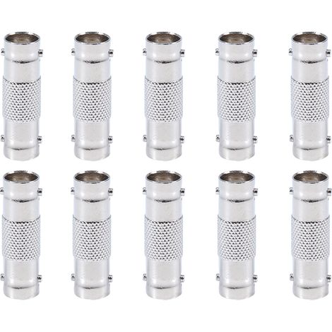 10 Pièces Connecteurs BNC Femelle à BNC Femelle, Adaptateurs pour Caméras de Vidéosurveillance CCTV (1/5)