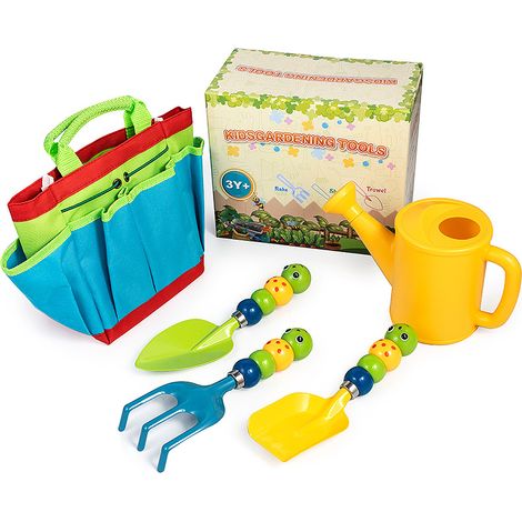 Kit Jardinage Enfants 5pcs Pelle Râteau pour Jardin et Jeux Extérieur Compatible Apprentissage Plantes Léger Sécurisé Durable (1/4)