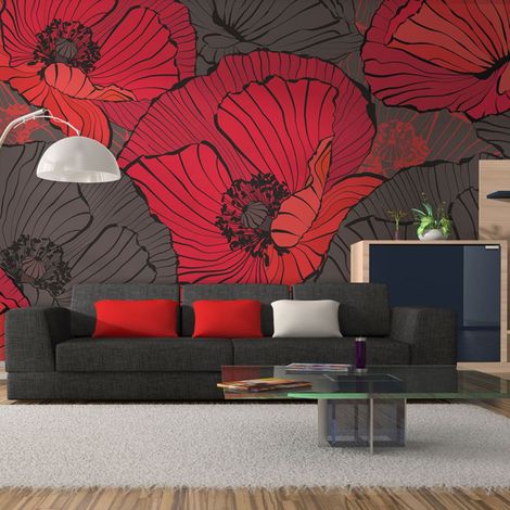 Papier Peint "Coquelicots Plissés" 270x450cm (1/2)