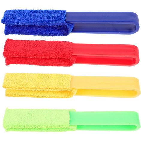 Ensemble de 4 outils de nettoyage pour stores et rideaux, comprenant un plumeau et un chiffon pour le nettoyage des stores et rideaux de voiture.-22.00X3.00X3.00CM