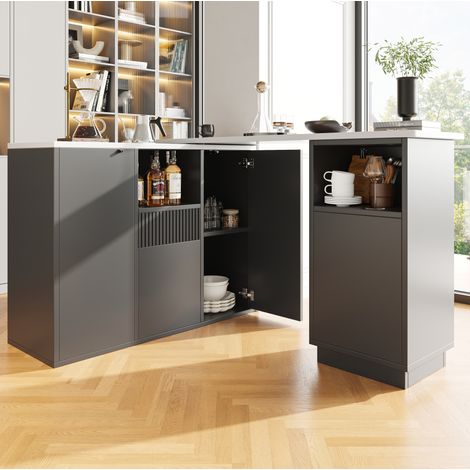 Buffet enfilade rotatif 360° noir effet marbre OKMYHOME (1/5)