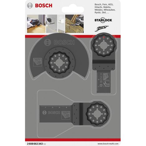 Bosch – Lame d'outil multifonction 3 pièces pour bois et métal – Compatible avec outils Starlock – Découpe précise et rapide – Installation rapide 3 secondes