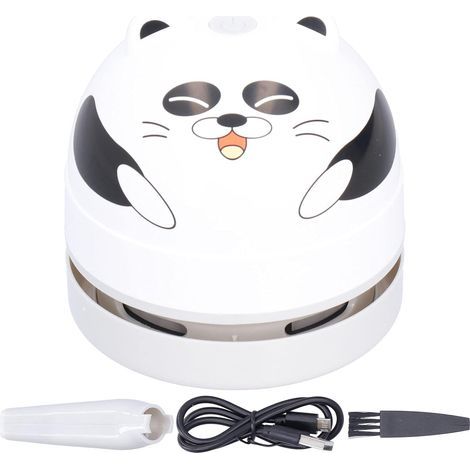 Cute Animal Design Desktop Vacuum Cleaner, Mini USB Charging Tabletop Dust Sweeper with 360° Rotating Wireless Keyboard for Home Office (Panda) (1/5)