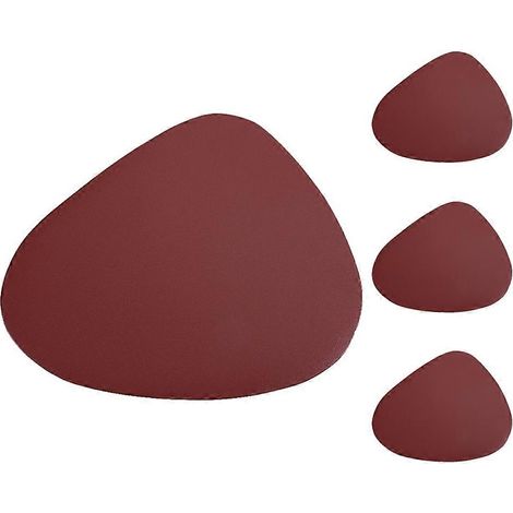 Lot de 4 sets de table imperméables et antidérapants en cuir, accessoires de cuisine, rouge vin (1/5)