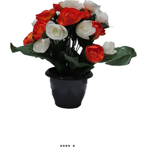 Fleurs artificielles cimetière pot de renoncules H 35 cm D 27 cm Orange - couleur: Orange (1/3)
