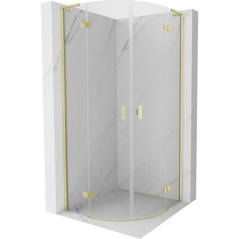 Mexen Mist L cabine de douche semi-circulaire pivotante 90 x 90 cm, transparent, or brossé - 8A33L-090-090-55-00 (1/5)