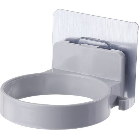 Wandmontierter Haartrocknerhalter, Haartrockner-Montagehalterung, selbstklebender Haartrocknerhalter mit Saugnapf für Schlafzimmer, Badezimmer (grau) (1/5)