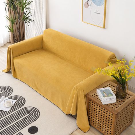 Housse jeté de canapé velours côtelé jaune bord noir et blanc 180x130 cm imperméable jaune 180 130 réf 45 × 30 × 10 cm 540 g – Livraison gratuite