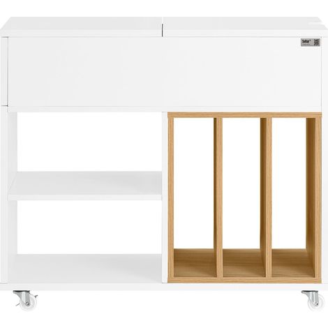 SoBuy FBT134-W - Armadio per documenti, con 4 ruote, per ufficio, bianco, larghezza ca. 30 x 61 x 70 cm (1/5)