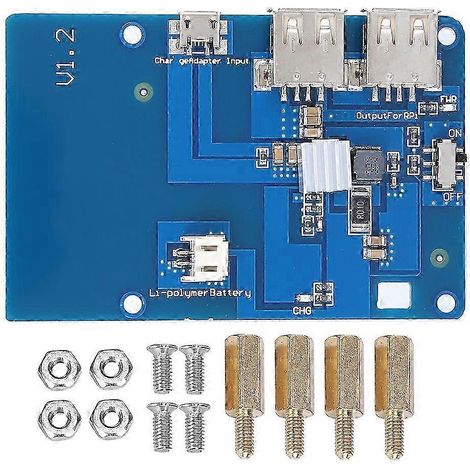 Externes USV-LiPo-Netzteil für Raspberry Pi3, Erweiterungsplatine mit zwei USB-Anschlüssen, integrierter Backup-Batterie, unabhängigem Ausgang, tragbares Stromaggregat. (1/5)