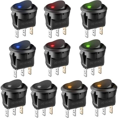 10 Stück beleuchtete 12V Wippschalter DC 20A Ein/Aus Taster (1/5)