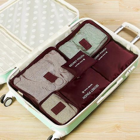 Ensemble de 6 organisateurs de bagages, avec espace pour les chaussures, facilitant la préparation des bagages pour les vacances et les voyages d'affaires.-AquaForge (1/5)