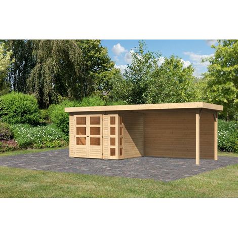 SH Kerko 3 natur 242x217x211cm mit Anbaudach 2,80m + Rückwand