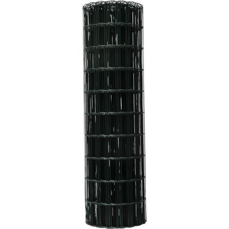 1 rouleau grillage soudé, hauteur 1,2 m x longueur 25 m, mailles 5 x 10 cm, fil acier galvanisé 1,7 mm, revêtement plastique vert
