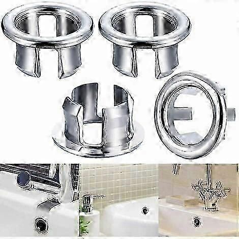 Anneau de trop-plein d'évier, couvercle de trop-plein pour trou d'évier, garniture de lavabo, couvercle de bouchon de trop-plein, pièces de rechange pour trou d'insertion du bouchon de vidange (4 pièc (1/5)
