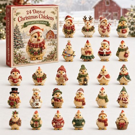 Calendario dell'Avvento 2026 con pulcino di Natale e scatola a sorpresa 2D
