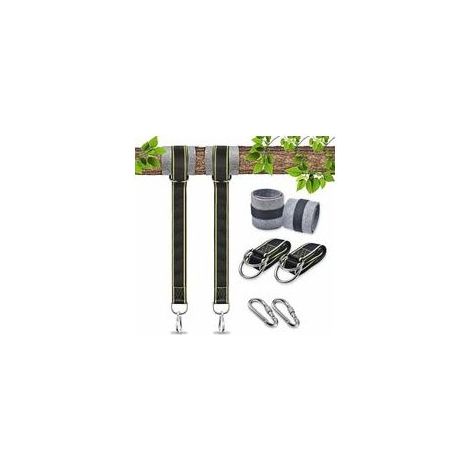 Fixation Hamac Sangle Balancoire Fixation pour Fauteuil Suspendu Corde Balancoire Exterieur Accessoire Mousquetons de Sécurité Balancoire Sangle Balancoire Arbre pour Hamac Balancoire (2x1.5m) (1/4)