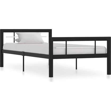 Estructura de cama sin colchón metal blanco y negro 100x200 cm (1/5)