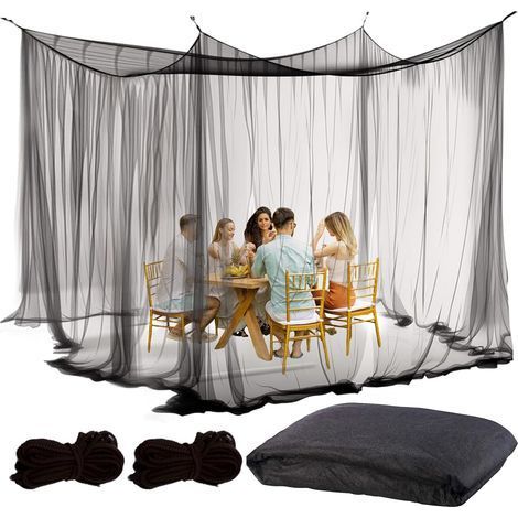 Moustiquaire pour extérieurs, 300 x 300 x 250 cm, protection contre les insectes pour tonnelle, jardin, terrasse, lit de camping, maille 220, maille fine avec 1 porte (noir) (1/5)