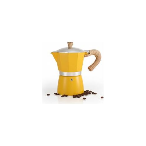 Cafetière italienne,300ml Cafetiere Moka, Cafetière à espresso pour la préparation d'espresso italien Compatible avec cuisinière à céramique cuisinière électrique gaz Compatible (Jaune)