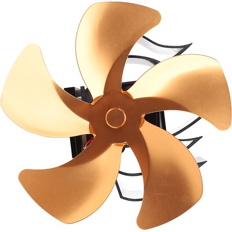 5-flügeliger Ofenventilator aus Aluminiumlegierung, leise, zur Wandmontage, mit Wärmefunktion, für Holz- und Ölöfen, Gold (1/5)