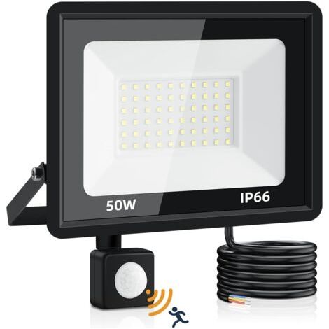 Projecteur LED Exterieur Detecteur de Mouvement 50W,Super Lumineux 5000LM Projecteur LED Exterieur,6500K Blanc froid Spot LED Exterieur,IP66 Etanche Eclairage Exterieur pour Jardin, Patio, Garage (1/5)