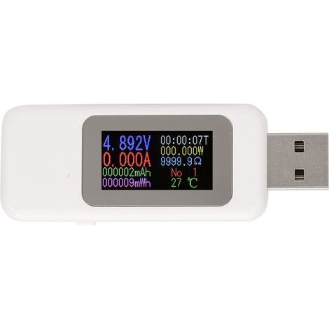 USB-LCD-Tester – Digitales DC-Voltmeter 4–30 V – Lastdetektor – Digitales Amperemeter (Weiß) (1/5)