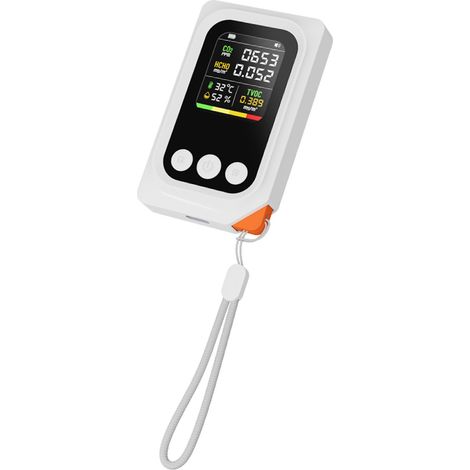 GARRYFIZH Testeur de qualité de l'air 5 en 1, détection CO2 TVOC HCHO température humidité, portable rechargeable compact (1/5)