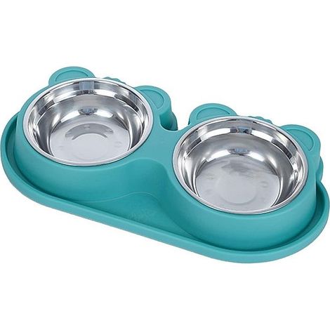 Distributeur automatique 2 en 1 avec gamelle inox et fontaine anti-fuite, vert (1/5)